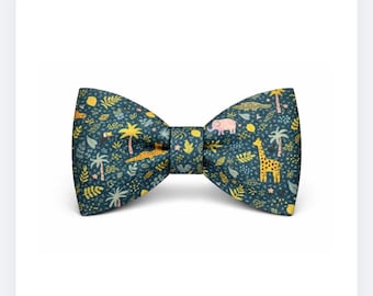 「サファリバイブス」蝶ネクタイ、犬用蝶ネクタイ、ペット用首輪アクセサリー、動物園、動物、取り外し可能な蝶ネクタイ