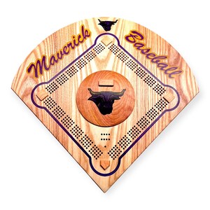 Baseball Cribbage Board | Personalized Diamond Design w/Hidden Peg/Card Storage | Custom Resin Logo or Laser Engraved Gift for Coach or Fan