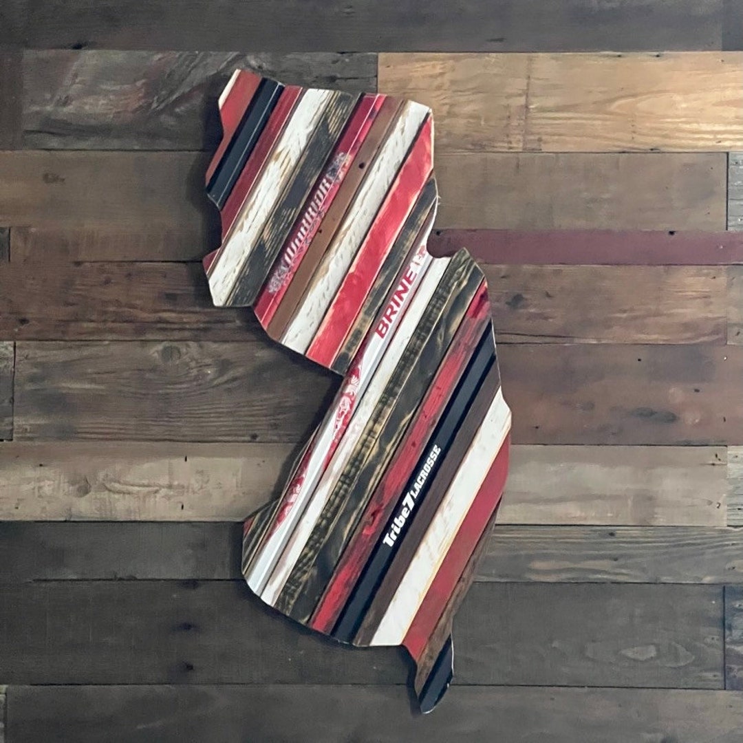 New Jersey Lacrosse State Wall Sign Salvaged Lacrosse Sticks Etsy