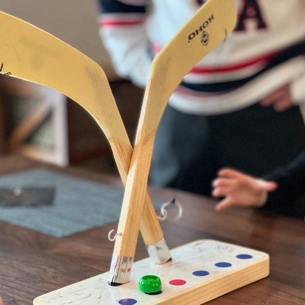 Hockey Stick Ring Toss - Made with Salvaged Hockey Sticks and Hockey Boards, Customize With Team Colors, Name or Logo Options
