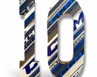 Custom Hockey Numbers or Letters Wall Sign | Salvaged Hockey Sticks | Custom Size & Color Options | Personalized | Seniors, Coaches, Players