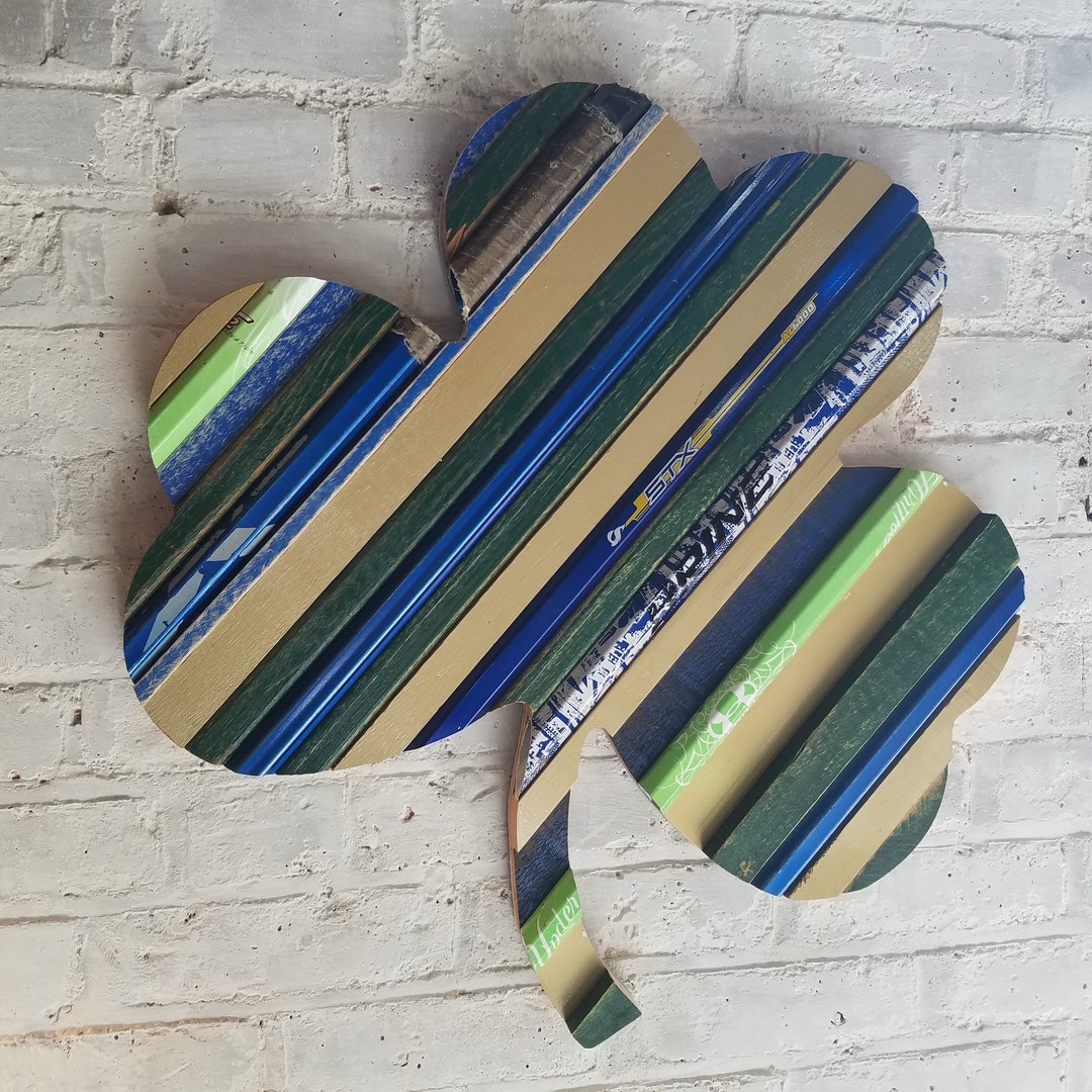 Notre Dame Inspired Shamrock Lacrosse Sign Salvaged Lacrosse Sticks