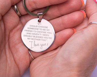 Mother, My Friend Keyring, Mum quote keyring , 35mm, Mother of The Bride Gift, Mother's Day Gift, Personalised Steel Keyring (OHSO10151)