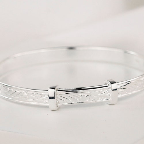 Personalised Sterling Silver Baby Bracelet Expanding Christening Birthday Bangle 