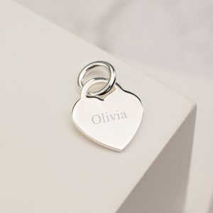 17mm Polished Sterling Silver Engraved Heart Pendant | Special Message, Initial or Numbers Engraved | Includes Sterling Silver Jump Ring