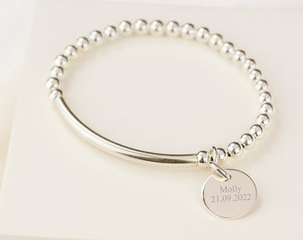 Sterling Silver Modern Pendant Christening Bracelet | Baptism Gift | Baby Keepsake Bracelet | Gift Boxed