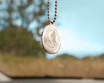 Personalised St Christopher Hanging Car Charm | Traveller Gift | Rear View Mirror |Travel Gift | Safe Travels | 30mm | Gift Boxed