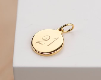 Script Numbers 12mm 9ct Gold over Sterling Silver 925 Engraved Pendant | Three numbers | Jump Ring | Optional Chain