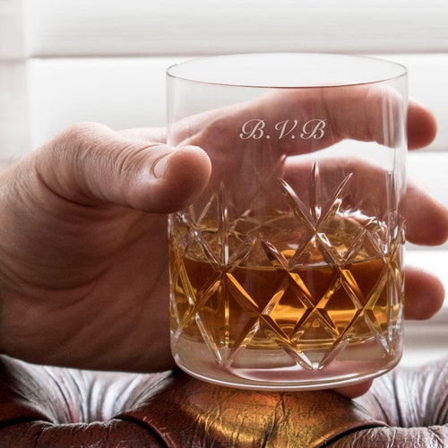 Personalised Engraved Cut Crystal Glass Whisky Tumbler with Panel-Free Engraving 