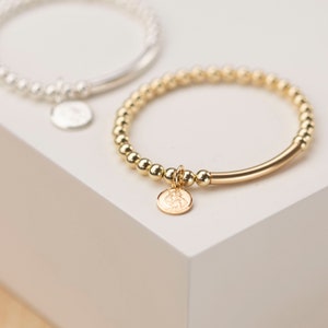 Gold Tiny St Christopher Baby Christening Bracelet | Good luck | Saint of Travellers | Gold Filled | 14cm | Box | Elasticated | Christening