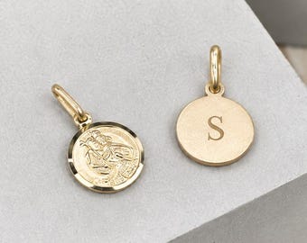 10mm Gold Plated St Christopher Pendant | Sterling Silver Initial Charm