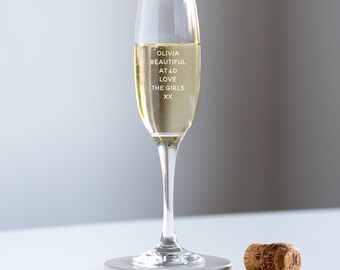 Personalised Love Island Style White Champagne Prosecco Glass Birthday Hen Do X2