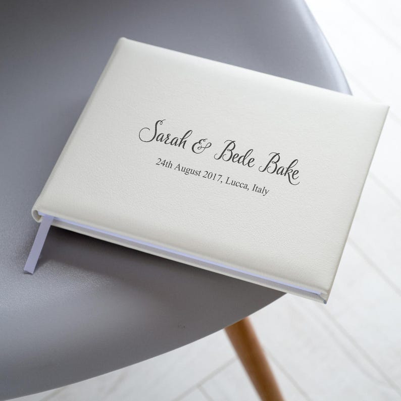 Personalized Leather Guest Book Ivory White Personalised Etsy