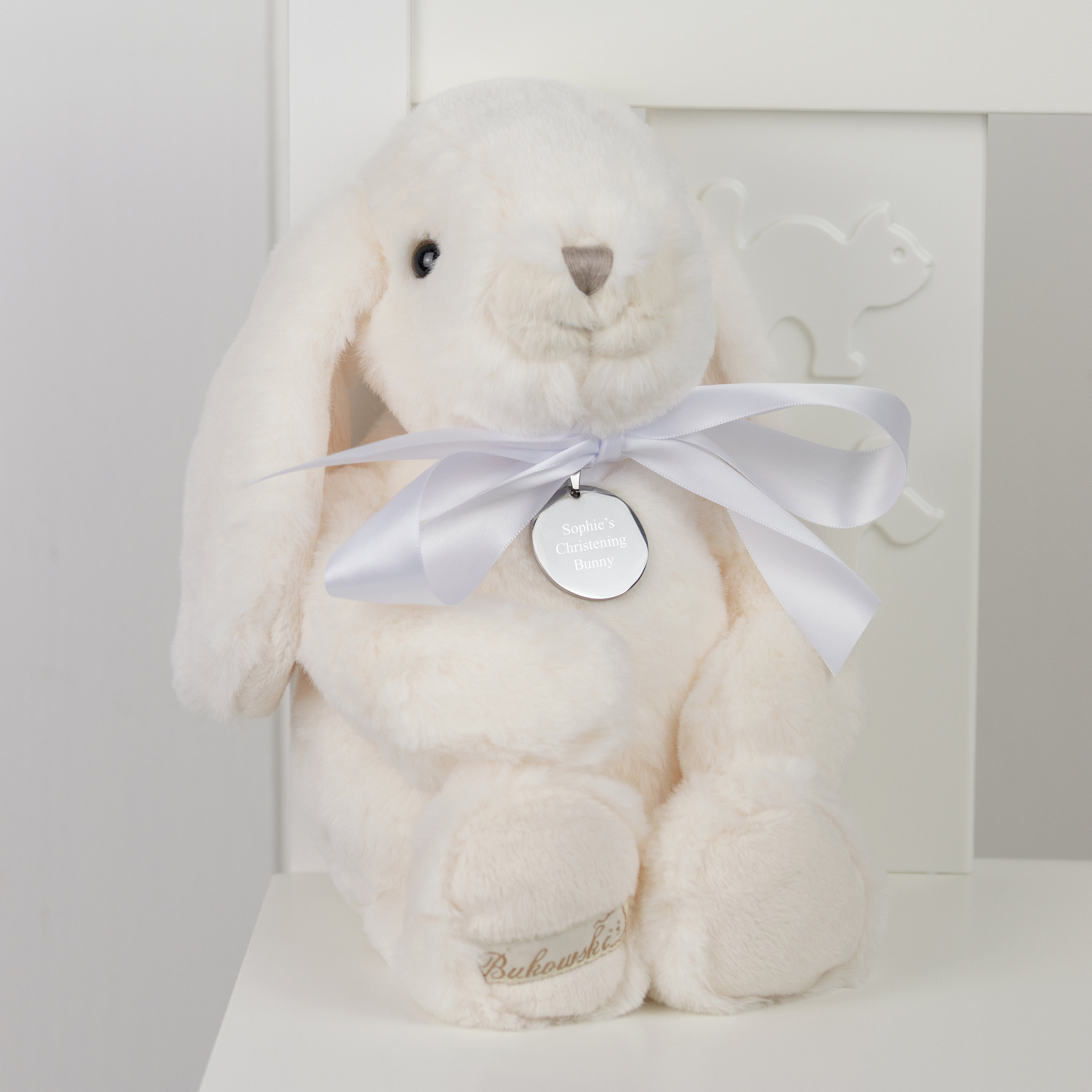 Bouquet De Fleurs Blanc jade Lapin En Peluche , Parfait Comme A Cadeau