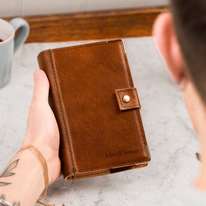 Personalised Tan Brown Leather Bible Cover Laser Engraved Name Genuine Leather Handmade In England A6 image 3