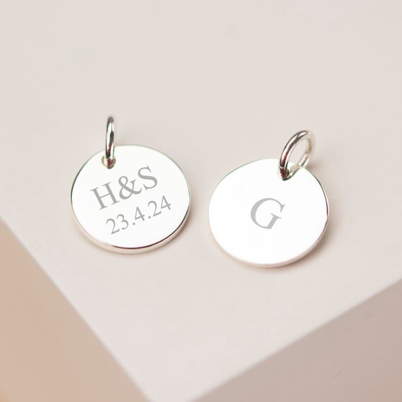 Antiqued Finish Sterling Silver Letter G Disk Charm Antiqued Finish Sterling Silver Letter G Disk Charm