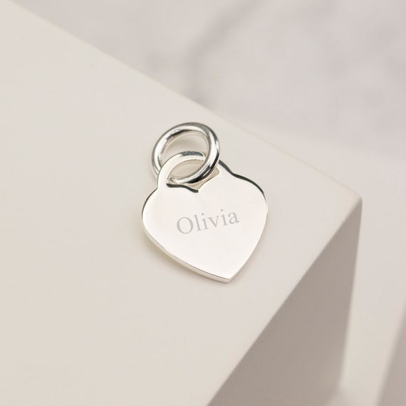 Sterling Silver Polished Heart Charm Pendant Engraveable with Ring Sterling Silver Polished Heart Charm Pendant Engraveable with Ring