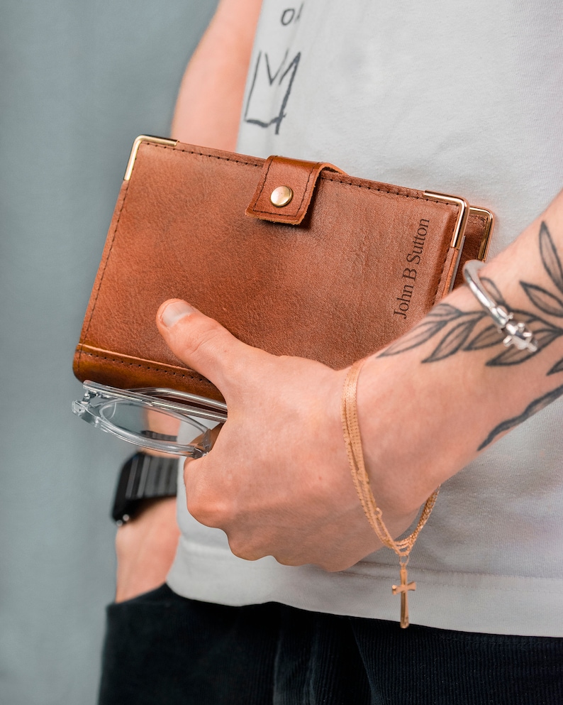 Personalised Tan Brown Leather Bible Cover Laser Engraved Name Genuine Leather Handmade In England A6 image 2