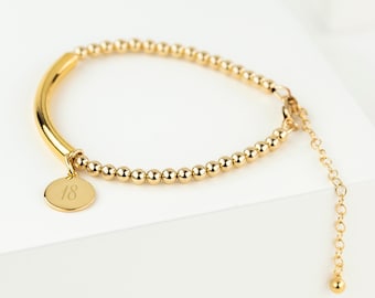 Gold Beaded Bracelet OHSO1040 J1F Handmade Jewellery Rose Gold Stacking Bracelet