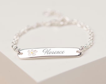 Posey Christening Baby Bracelet | Boxed | Engraved Name | Sterling Silver | New Baby Bangle | Adjustable | 14cm
