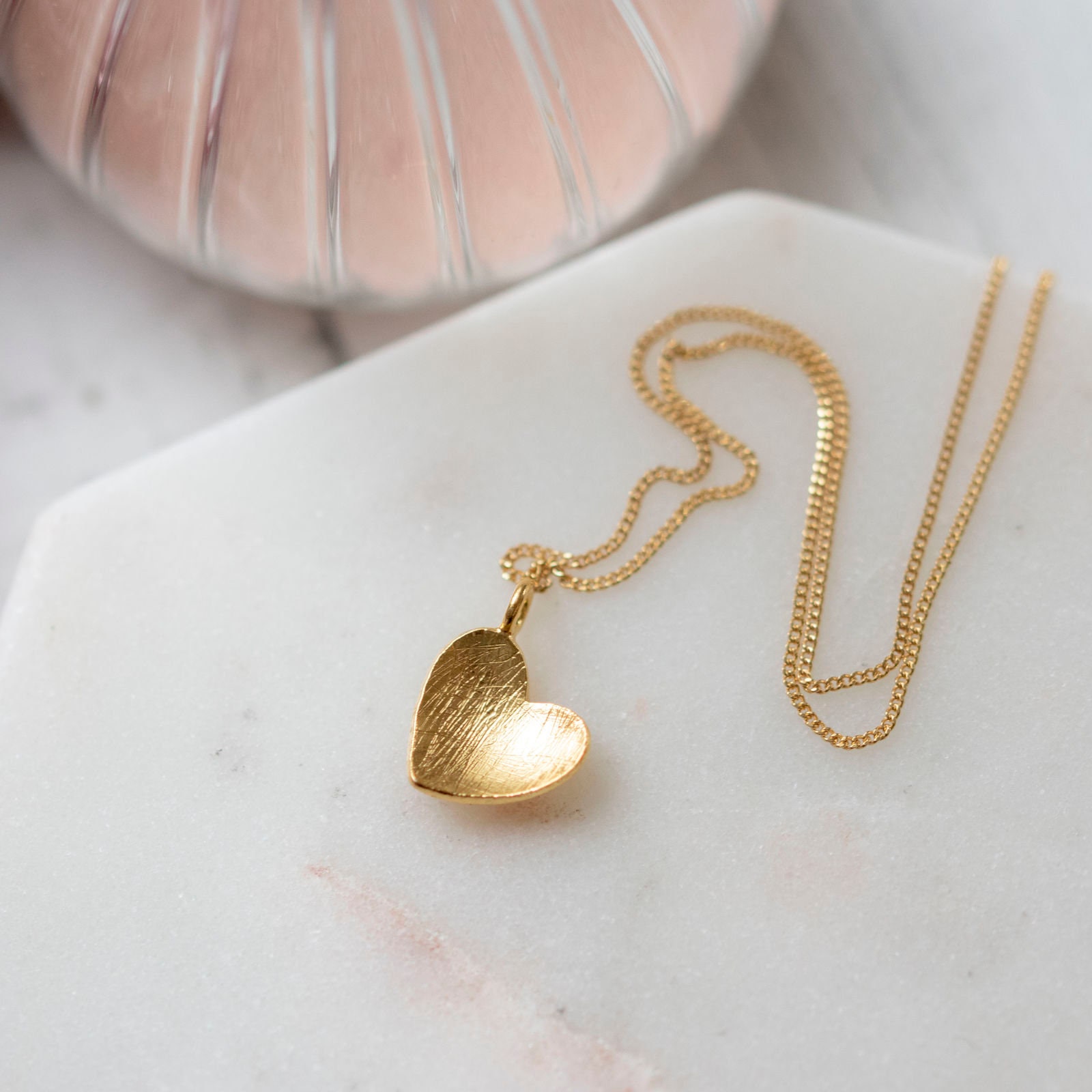 Cupped Gold Plated Heart Pendant 