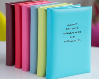 Personalised Leather Pocket Size Birthday Notebook, Handmade in England, Log Your Birthday Dates In One Place, 100mm W x 150mm