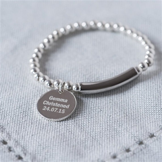 Sterling Modern Pendant Christening Bracelet with Personalized Etsy