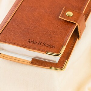 Personalised Tan Brown Leather Bible Cover Laser Engraved Name Genuine Leather Handmade In England A6 image 6