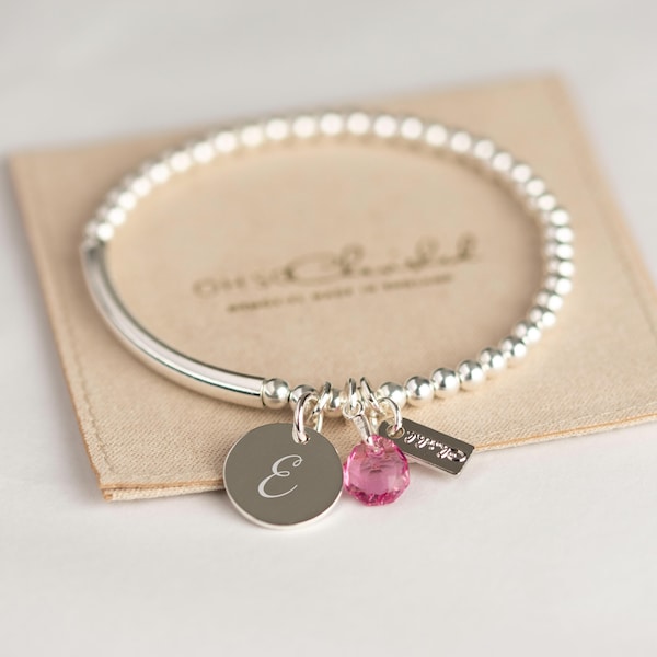 Swarovski Crystal Birthstone Bracelet | Stretch Bracelet | Sterling Silver 925 Bracelet | Gift Boxed | Milestone Birthday