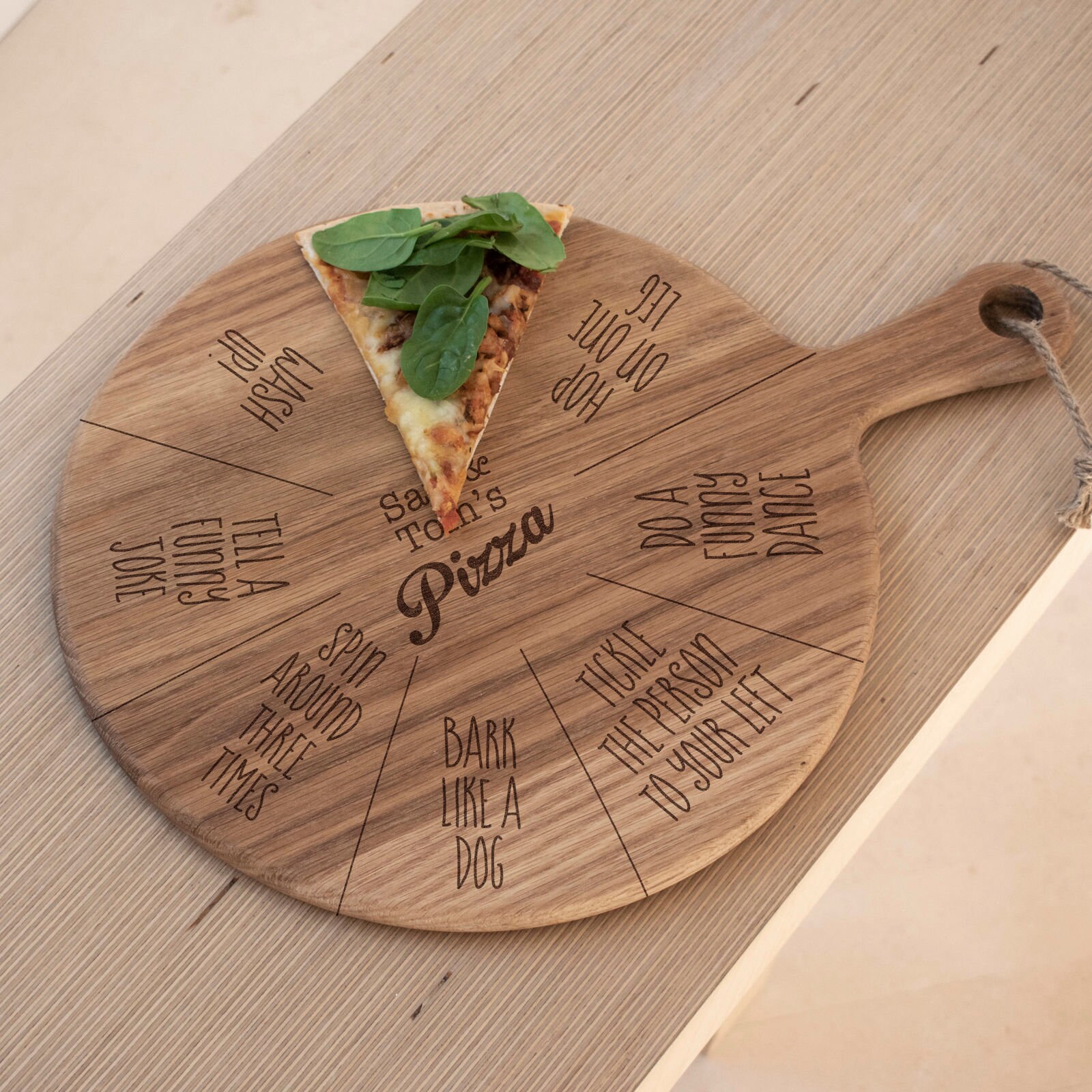 Tuelip Wooden Round Serving Tray for Pizzas Cutting Board 8 Inch 