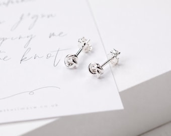 Sterling Silver Knot Stud Earrings | Bridesmaid Gift, Wedding Jewelry