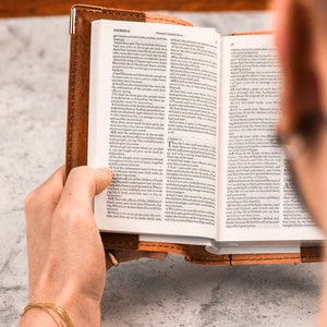 Personalised Tan Brown Leather Bible Cover Laser Engraved Name Genuine Leather Handmade In England A6 image 4