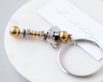 I'm Nuts About You Keyring, Keyring and Romantic Gift For Him, Nut Keyring, Brass, Stainless Steel, Gift Boxed