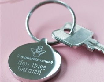 My Guardian Angel Steel Keyring, Personalized Angel Keyring, Good Luck Keyring, Protezione, my guardian angel