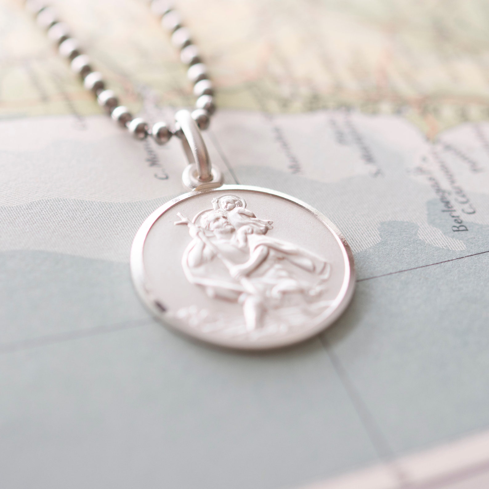 Sterling Silver St Christopher Pendant Necklace | Round | Gift Box ...