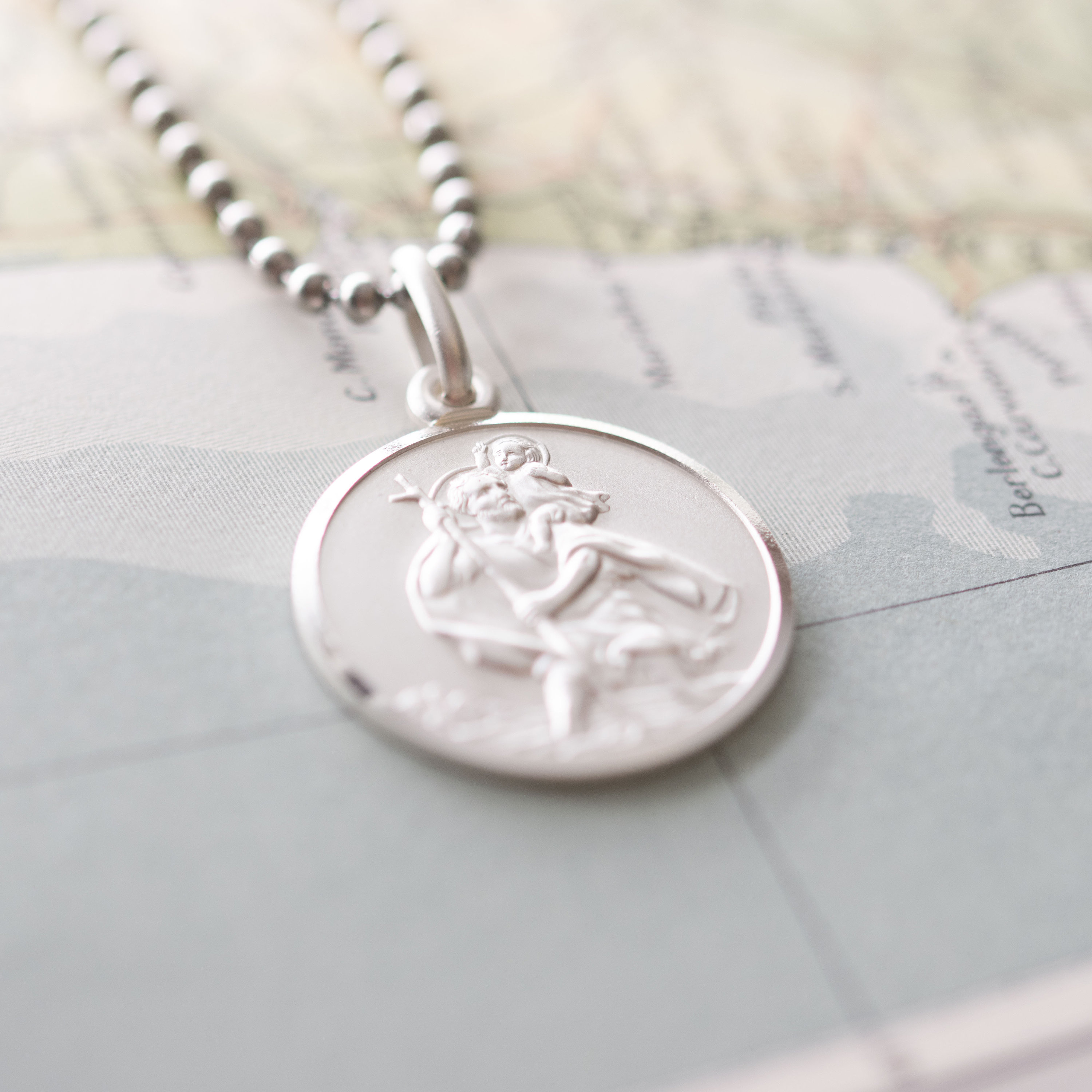 Sterling Silver St Christopher Pendant Necklace | Round | Gift Box ...