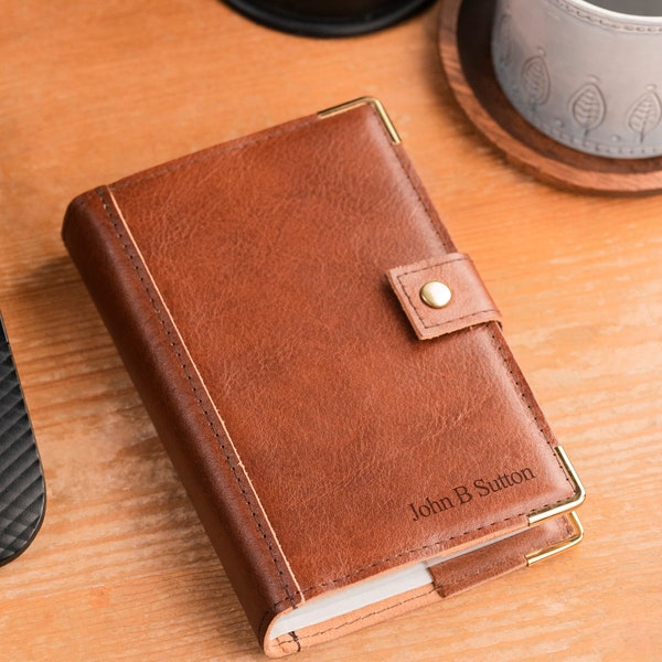 Personalised Tan Brown Leather Bible Cover | Laser Engraved Name | Genuine Leather | Handmade In England | A6