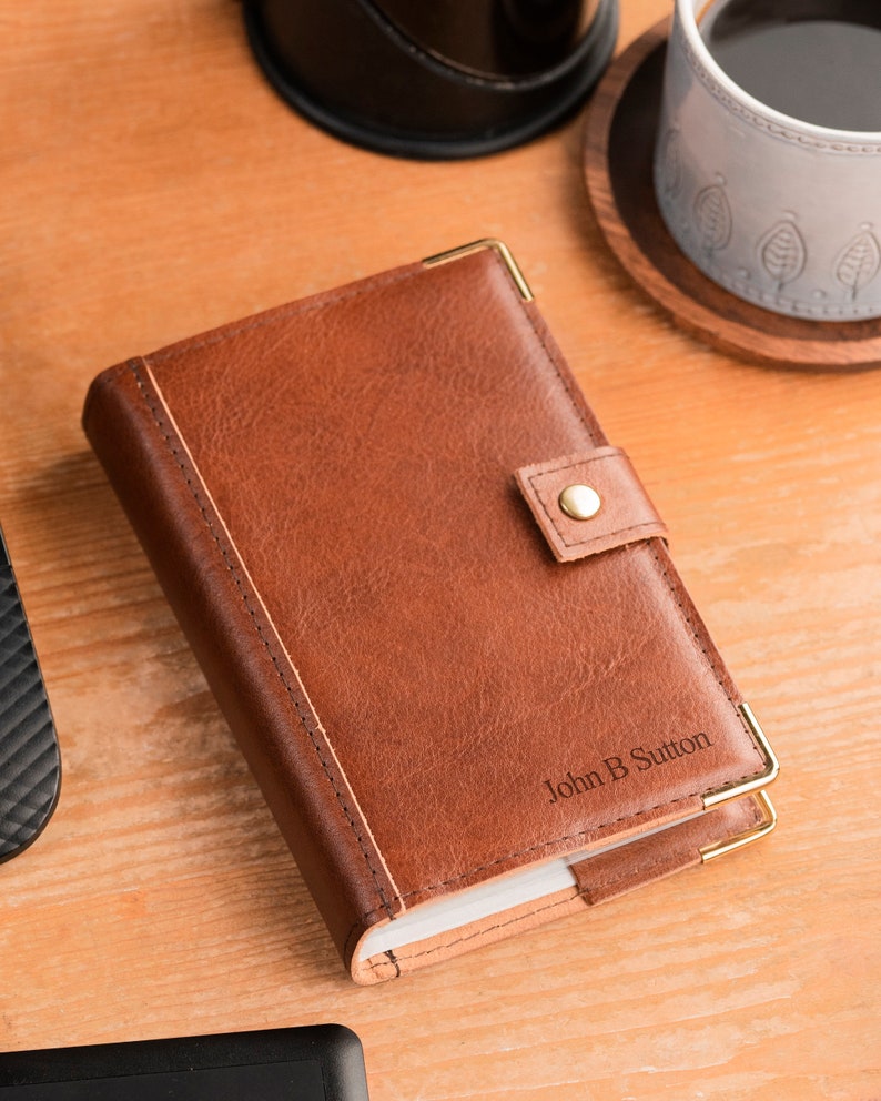 Personalised Tan Brown Leather Bible Cover Laser Engraved Name Genuine Leather Handmade In England A6 image 1