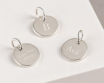 Engraved Sterling Silver Pendant | Personalized Initial, Message Charm