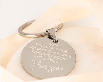 Mom/Mum Wedding Keyring, Personalized Keyring for Mother of the Bride, 35mm, Stainless Steel