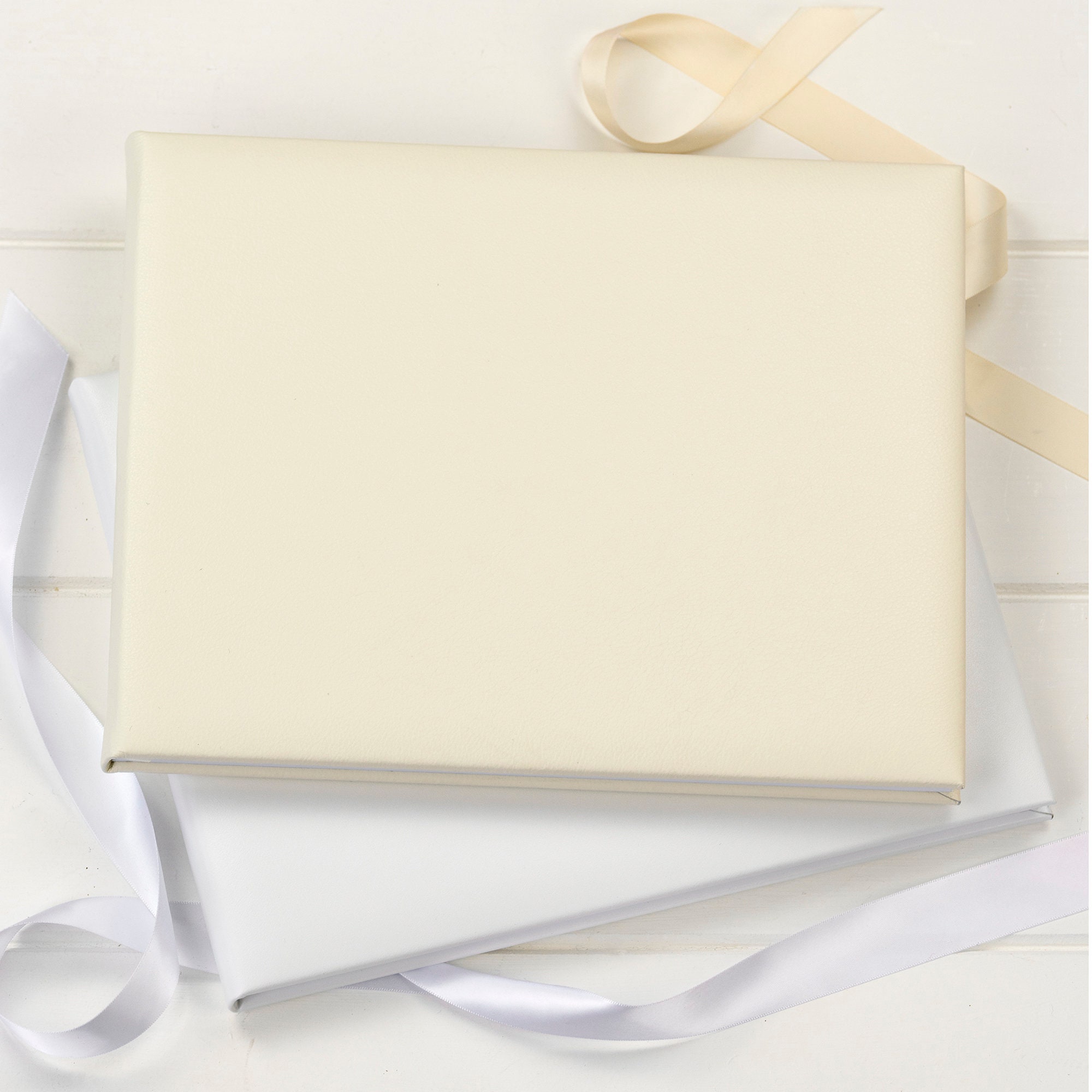 Special Date Wedding Guest Book Ivory White Leather Guest Etsy UK