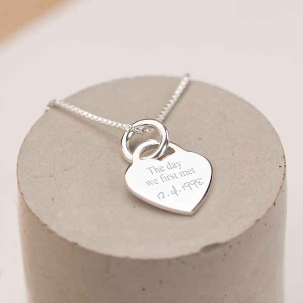 The Day We First Met Necklace | Sterling Silver 925 | Boxed | 16 or 18 Inch Chain | Gift Boxed | Valentines Day | Anniversary | High Polish