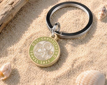 Lime St. Christopher Keyring | Enamel and Brass Necklace | Safe Travels | Gap Year | Adventure | Protection | Enamel | Waterproof