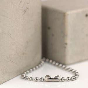 Hand Stamped Square Tag on Dog Tag Chain Sterling Silver Tag on Steel Army Inspired Steel Ball Chain Gift Boxed image 3