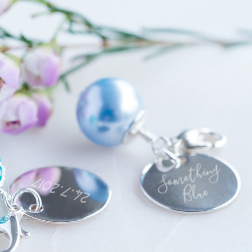 Bridal Bouquet Wedding Charm Something Blue Pearl Shower Etsy