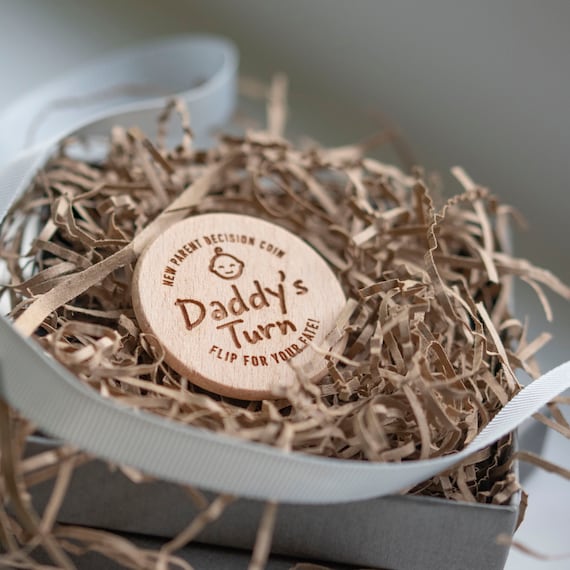 Fun New Parent Decision Flip Coin | 37mm Wood Disc | Handmade | New Babies | Baby Shower Gift