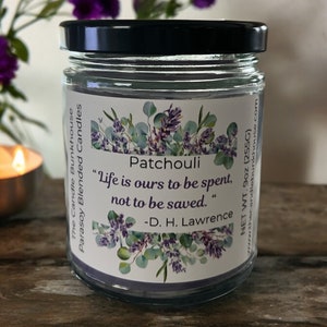 Patchouli Candle, 9oz Soy Candle, Earthy Scent, Strong & Pungent, Hand Poured Soy Candle