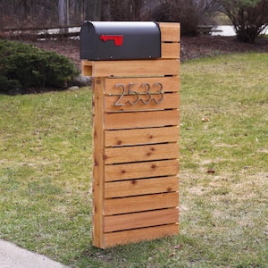 Modern Design Mailbox - Natural Cedar