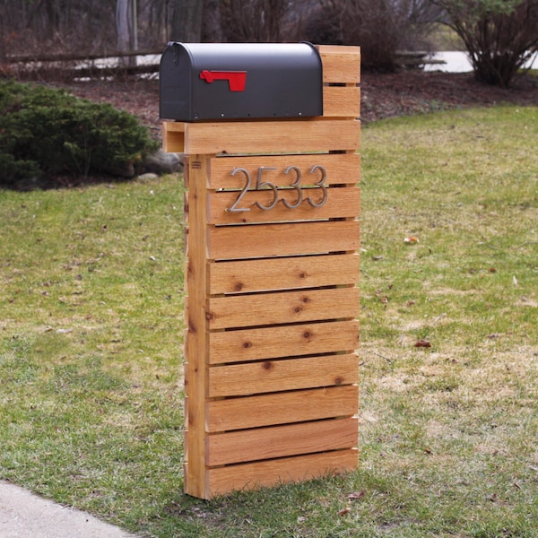 Modern Design Mailbox - Natural Cedar