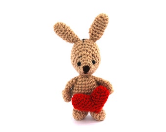 SOME BUNNY LOVES you, bunny plush with Crochet Heart, gift from husband, gift for girlfriend, amigurumi bunny, stuffed rabbit, handmade toy